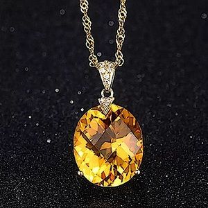 Gold Citrine Pendant Necklaces